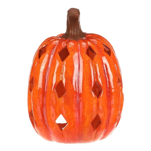 Dýně s otvory - keramika, na čaj. svíčku, oranžová