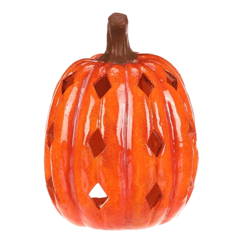 Dýně s otvory - keramika, na čaj. svíčku, oranžová