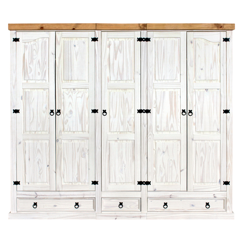 Skříň 5dveřová CORONA bílý vosk