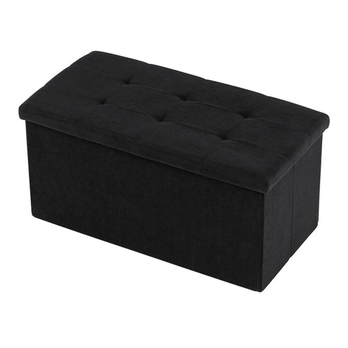 Taburet s úložným prostorem, černá, manšestrová látka, TAB-472 BK6