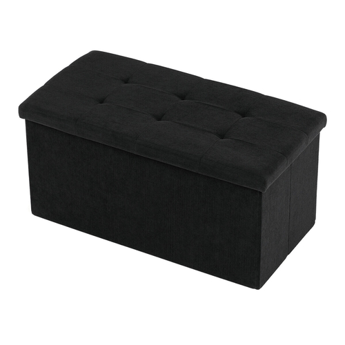 Taburet s úložným prostorem, černá, manšestrová látka, TAB-472 BK6