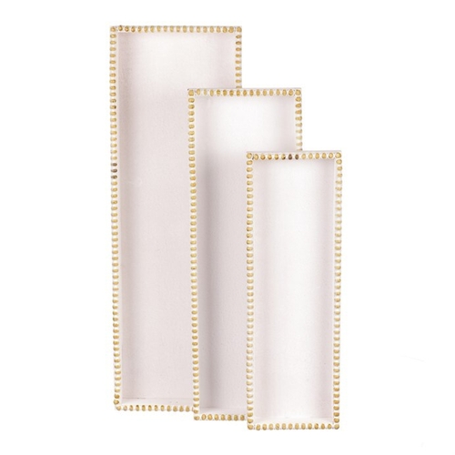 Tác aranžovací - dřevo, obdélníkový, bílý, cena za sadu 3 ks