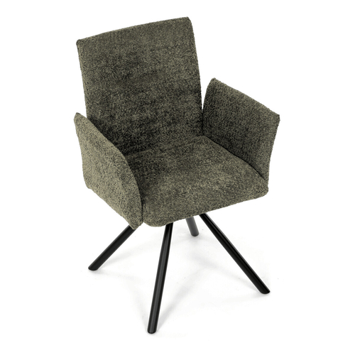 Jídelní židle otočná 180°, zelená, látka bouclé, DCH-W1117 GRN2