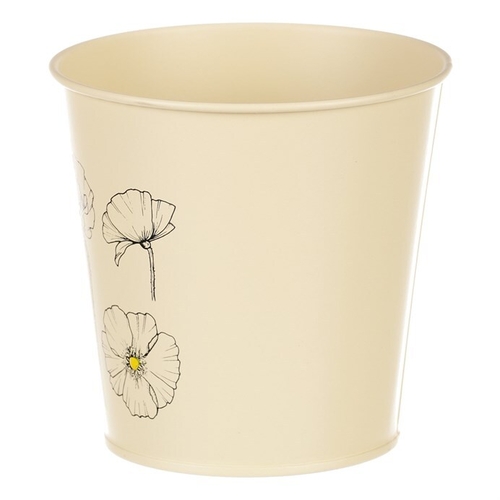 Obal kovový - kulatý s kvetoucím mákem, barva žlutá