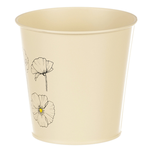 Obal kovový - kulatý s kvetoucím mákem, barva žlutá