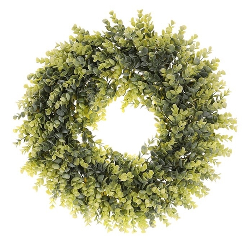 Věnec umělý - pr. 50 cm, eukalyptus, barva zelená