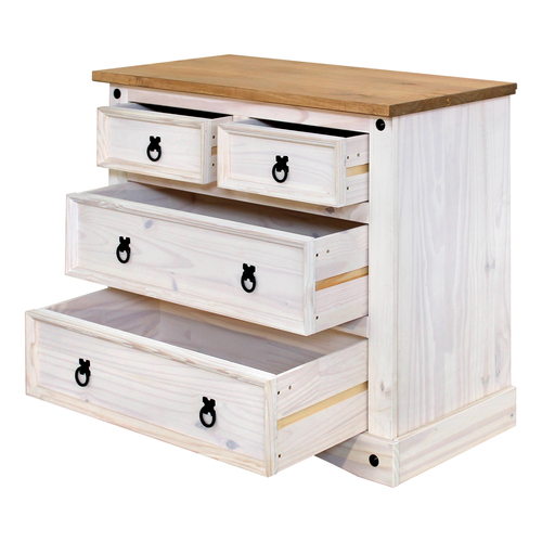 Komoda 2+2 zásuvky CORONA bílý vosk