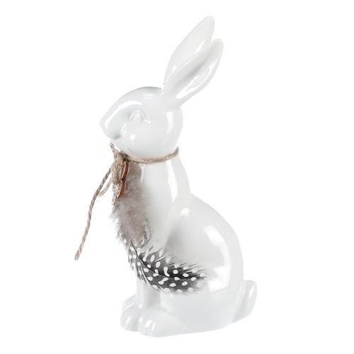 Zajíc - keramická figurka, velká, barva bílá