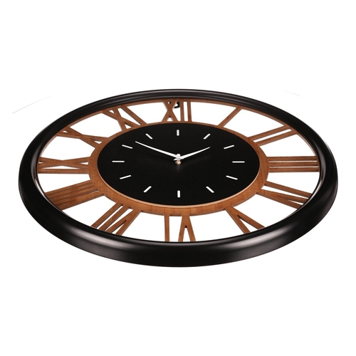 Hodiny nástěnné - pr. 60 cm, MDF a kov, římské číslice