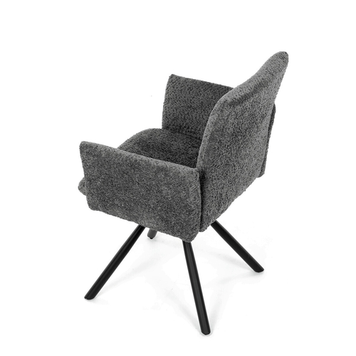 Jídelní židle otočná 180°, šedá, látka bouclé, DCH-W1117 GREY2