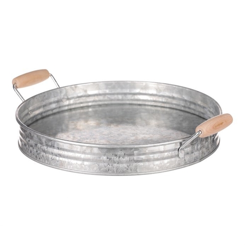 Tác kovový - tvar pánve, zinkový, barva stříbrná