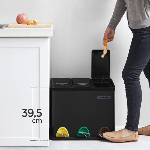Koš na odpadky, plast, černá, AUK-E1124 BK