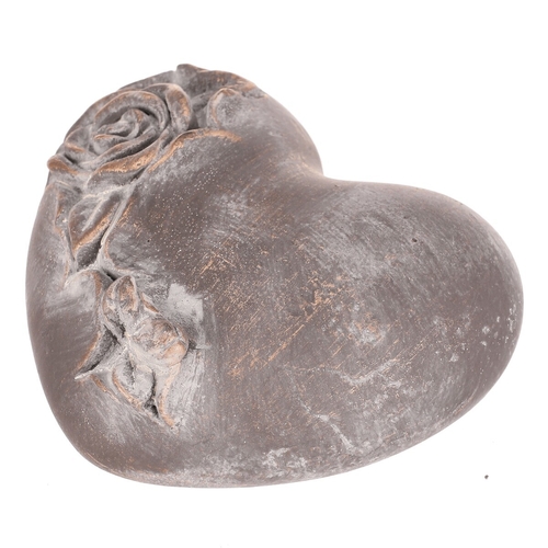 Srdce s růží - betonové, pietní, antracitově šedé