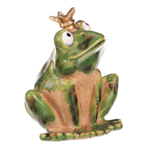 Žába s korunkou - keramická figurka, vel. S, zelená