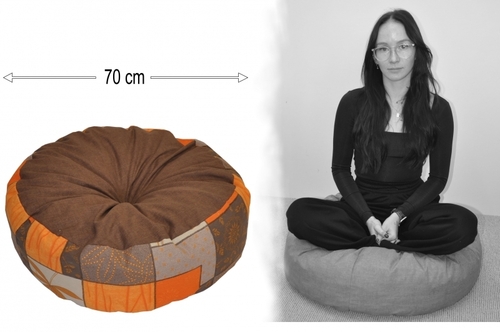 Polštář sedací průměr 70 cm - oranžové listy