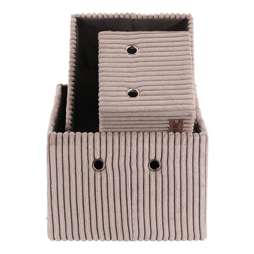 Koš regálový - manšestrový potah, šedý, cena za sadu 3 ks