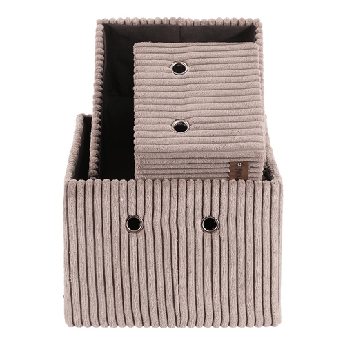 Koš regálový - manšestrový potah, šedý, cena za sadu 3 ks