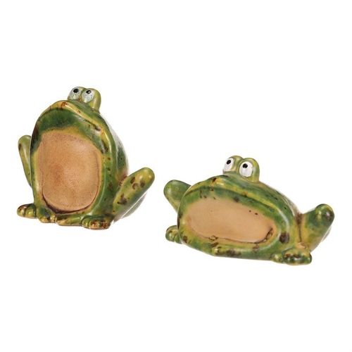 Žába - keramická figurka, zelená, mix 2 druhů, cena za 1 ks