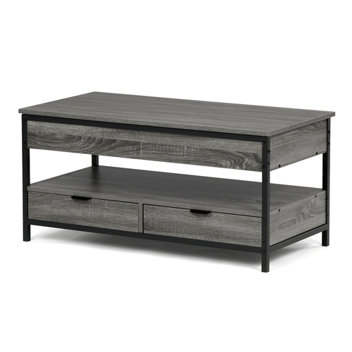 Konferenční stolek se zvedací deskou 100x50x48cm, mdf, šedý dub, CT-I1201 GREY