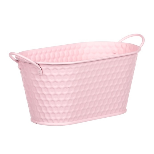 Obal kovový - truhlík, v růžové barvě