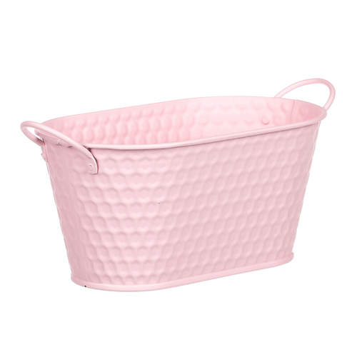 Obal kovový - truhlík, v růžové barvě