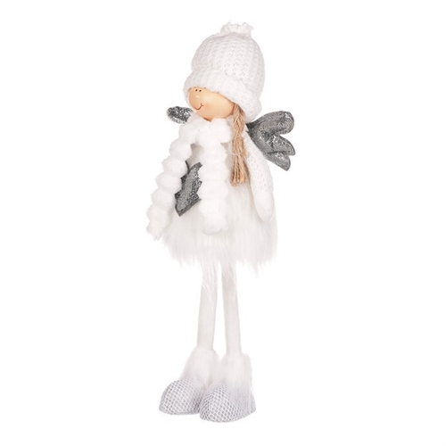 Anděl se srdcem - látková figurka, bílá barva