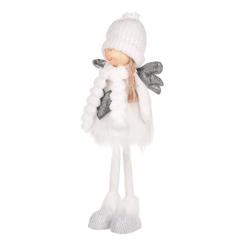 Anděl se srdcem - látková figurka, bílá barva