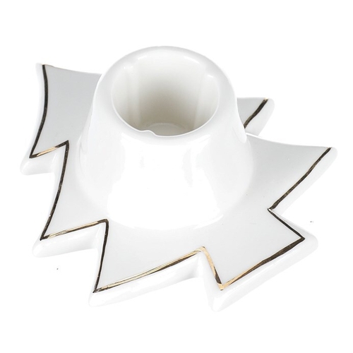 Svícen na kónickou svíčku - porcelán, tvar stromku, bílý