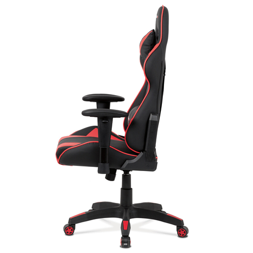 Herní křeslo, houpací mechanismus, červená ekokůže, KA-F03 RED