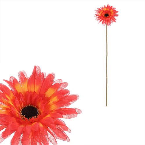 Gerbera - umělý květ na stonku, barva oranžová