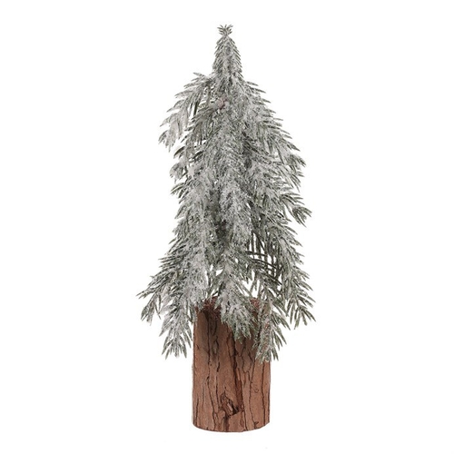 Smrk na špalku - mini, výška 32 cm, zelený, ojíněný