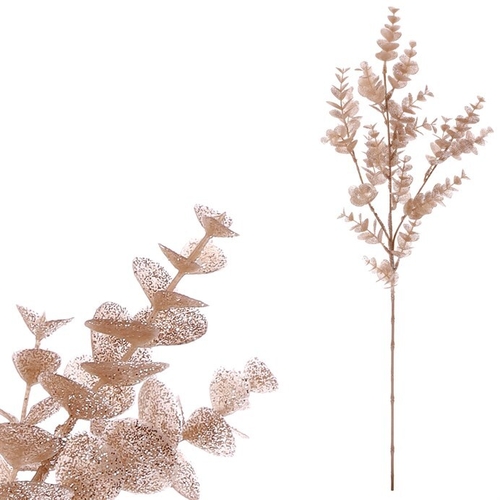 Eukalyptus - umělá větev, měděná se třpytkami