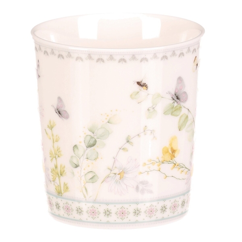 Hrnek malovaný - porcelán, dárková dóza, motiv rozkvetlé louky