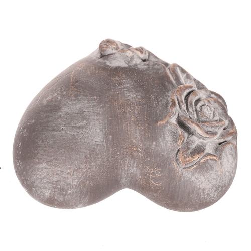 Srdce s růží - betonové, pietní, antracitově šedé