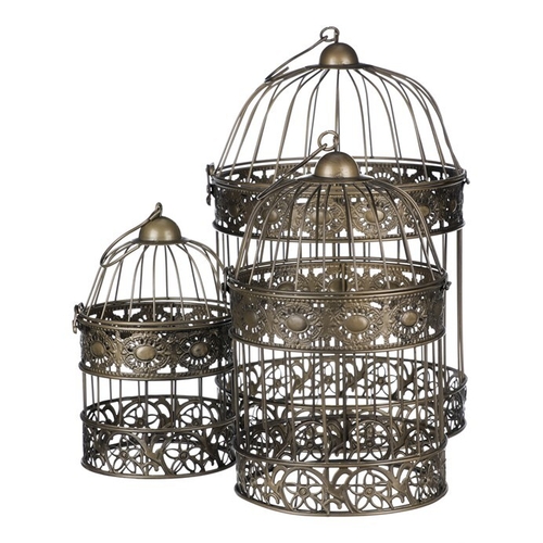 Klec kovová - závěsná, barva měděná, cena za sadu 3 ks