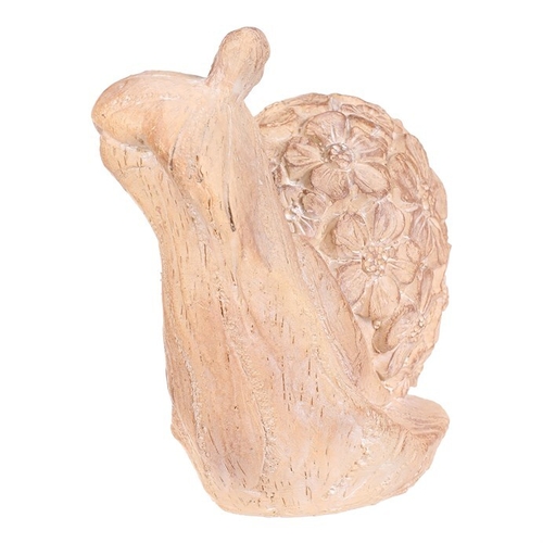 Šnek - figurka z magnesia, vzor květin, vel. M, imitace dřeva