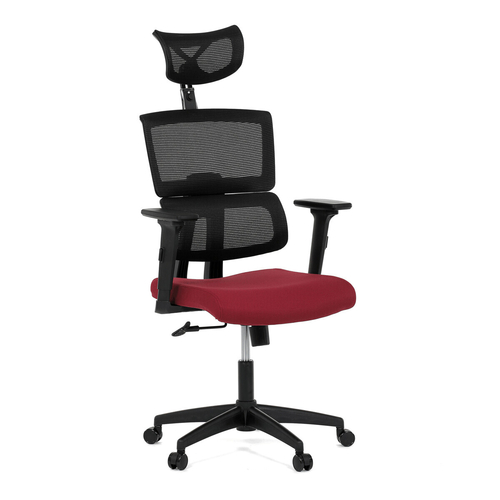 Kancelářská židle, houpací mechanismus, červená síťovina, KA-B1025 BOR