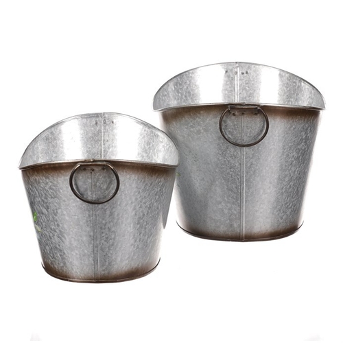 Kovový obal na květiny. Sada 2ks. Design s růžemi.