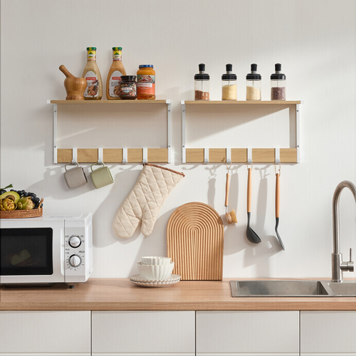 Set 2 nástěnných poliček, mdf, béžová, ABP-E1083 WT