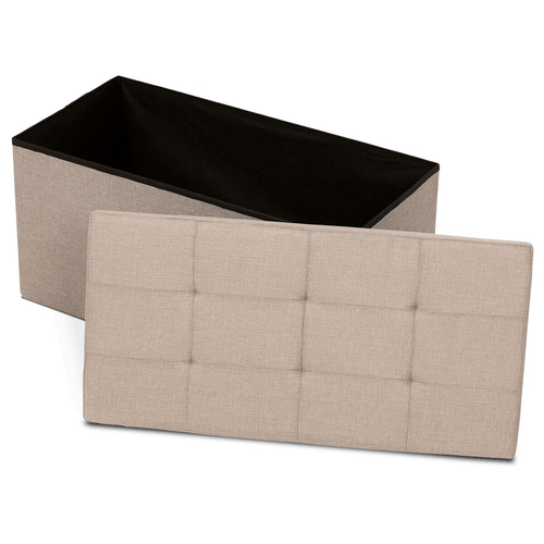 Taburet s úložným prostorem, béžová, látka, TAB-462 CRM2