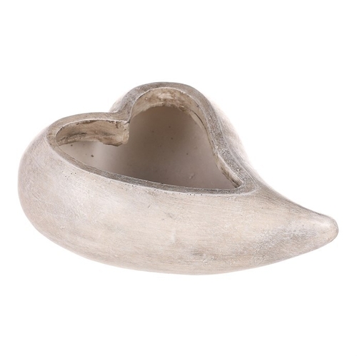 Obal květinový pietní  - tvar srdce, polyresin, šedý