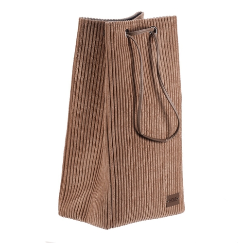 Koš prádelní - manšestr, stahovací, hnědá barva