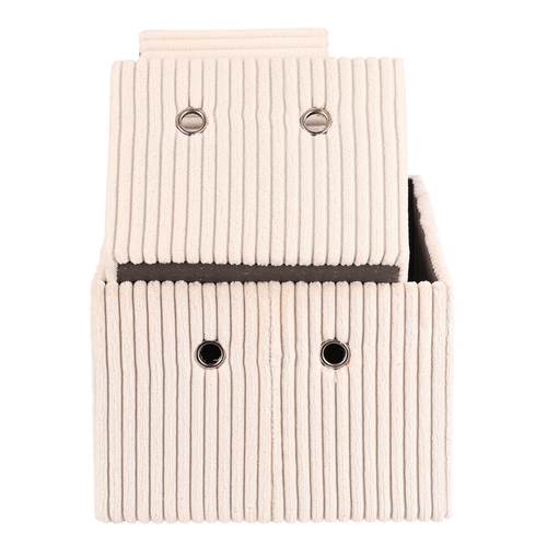 Koš regálový - manšestrový potah, krémový, cena za sadu 3 ks