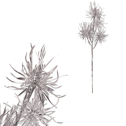 Borovice - umělá větev, kulatý tvar, barva stříbrná