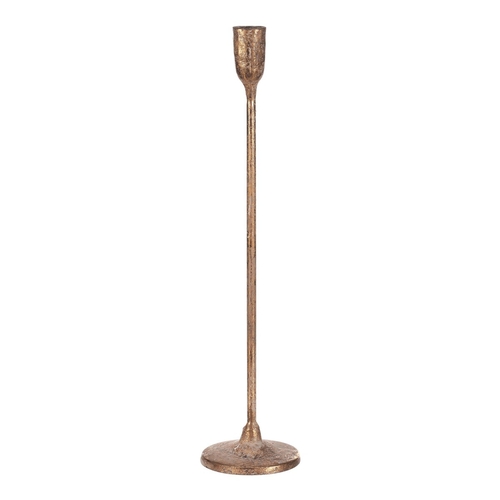 Svícen kovový, úzký na podstavci - vysoký 39 cm, zlatý