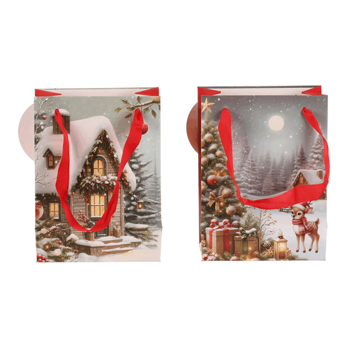Taška papírová - zimní motiv, vel. XS, mix 2, cena za 1 ks