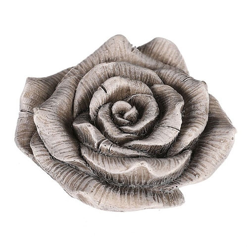 Květ růže v klasickém tvaru - polyresin, šedý