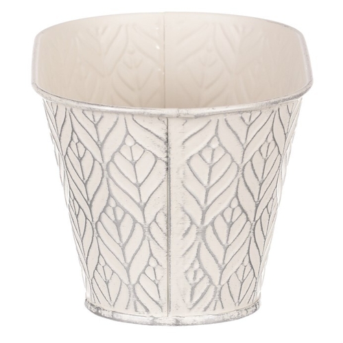 Obal kovový - truhlík, stříbrný vzor, barva krémová