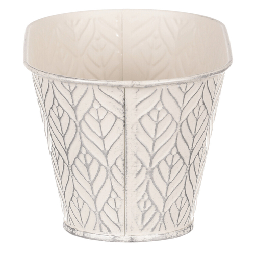 Obal kovový - truhlík, stříbrný vzor, barva krémová