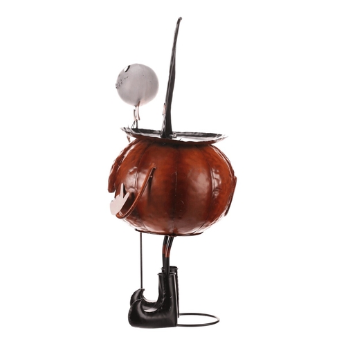 Dýně strašidelná na nohou - kovová dekorace, oranžová